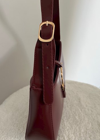 Bordo Deri Kemerli Kadın Çanta - Görsel 4