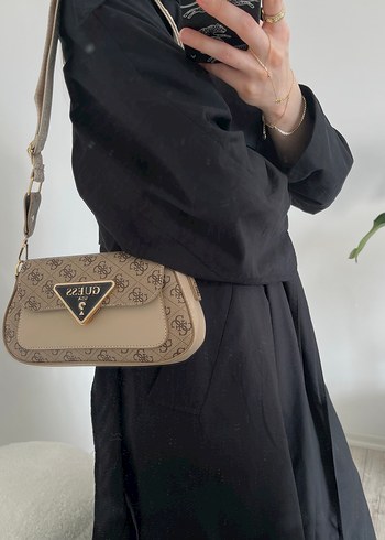 Bej Deri Baskılı  Kadın Çanta - Görsel 3