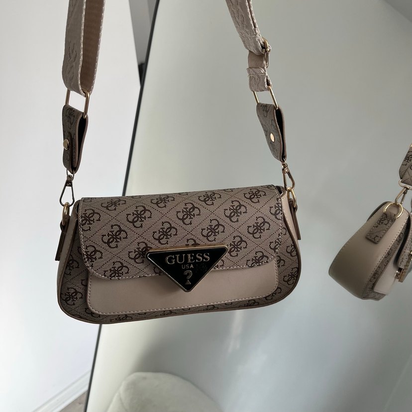 Bej Deri Baskılı  Kadın Çanta - Görsel 4