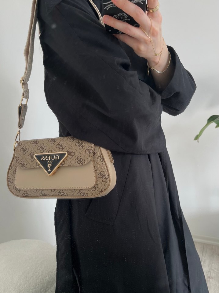 Bej Deri Baskılı  Kadın Çanta - Görsel 3