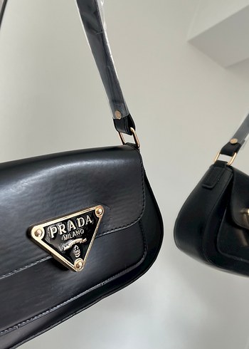 Siyah Deri Baskılı Kemerli Kadın Çanta - Görsel 4