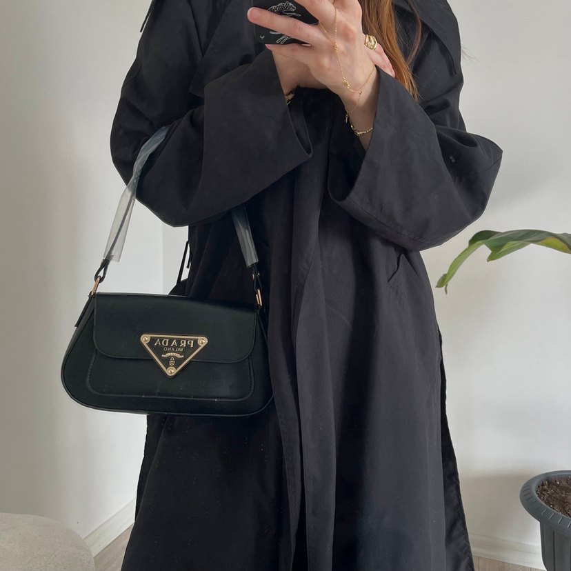 Siyah Deri Baskılı Kemerli Kadın Çanta - Görsel 2