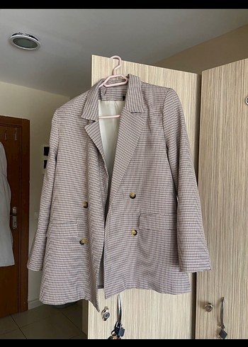 Trendyol & Milla Bej Cizgili Cift Dugmeli Blazer Ceket