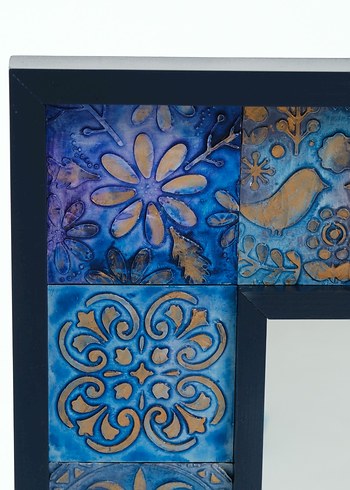 Koyu Mavi Desenli Çerçeveli Ayna - Görsel 3