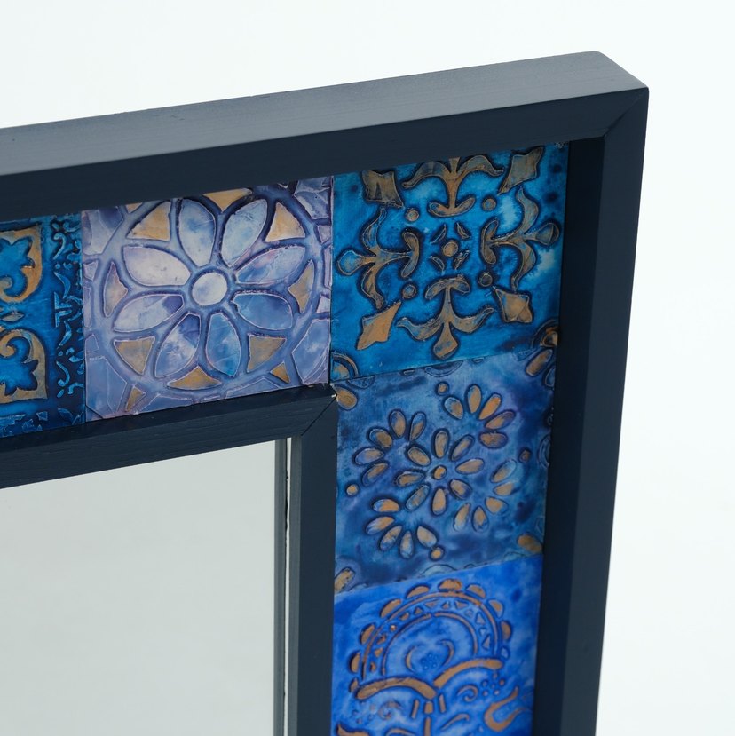 Koyu Mavi Desenli Çerçeveli Ayna - Görsel 4