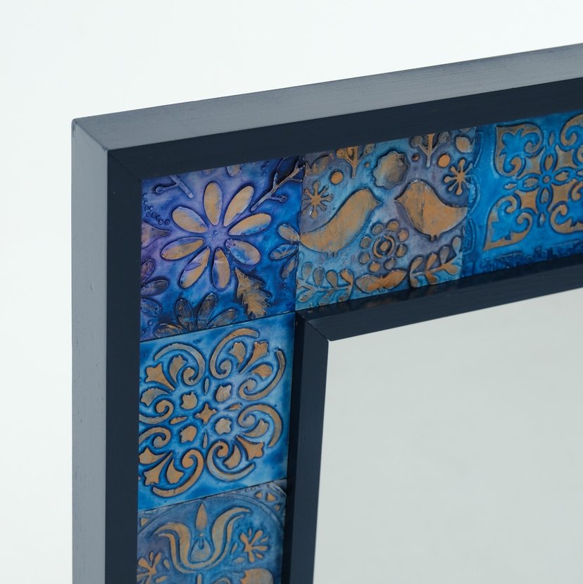Koyu Mavi Desenli Çerçeveli Ayna - Görsel 5