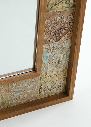 Desenli Ahşap Çerçeveli Kare Ayna - Görsel 2