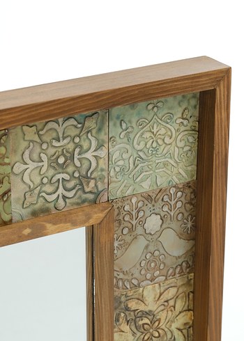 Desenli Ahşap Çerçeveli Kare Ayna - Görsel 3