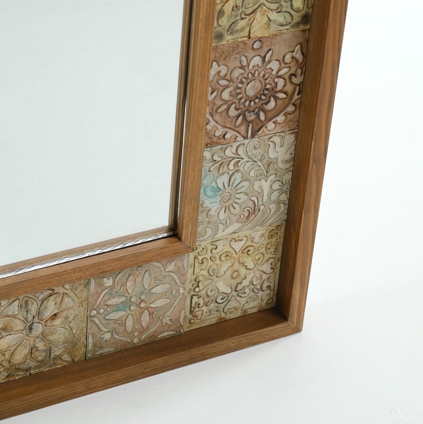 Desenli Ahşap Çerçeveli Kare Ayna - Görsel 2
