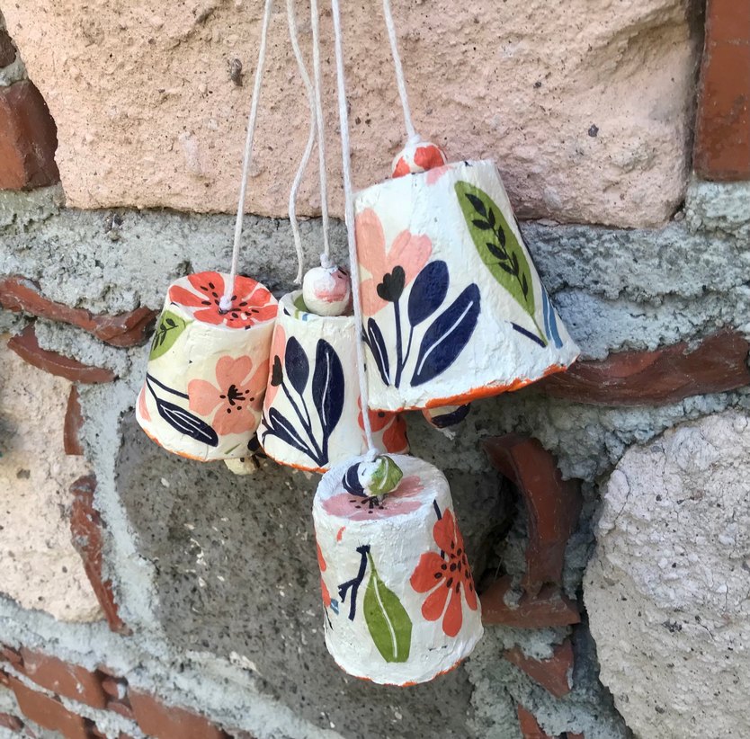 Renkli Çiçek Desenli Çan dekor - Görsel 4