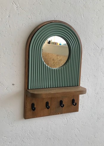 Ahşap Raflı ve Askılı Dekoratif Ayna - Görsel 9