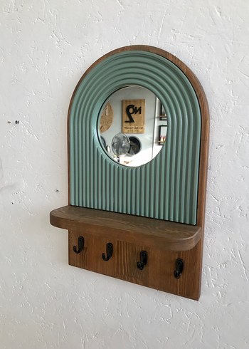 Ahşap Raflı ve Askılı Dekoratif Ayna - Görsel 8