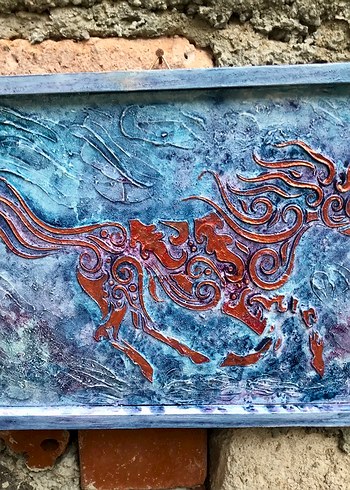 Renkli At Figürlü Üçlü Tablo Seti - Görsel 7