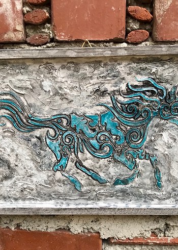 Renkli At Figürlü Üçlü Tablo Seti - Görsel 5