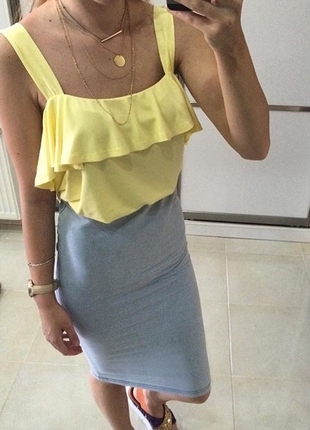 Bershka Sarı bluz