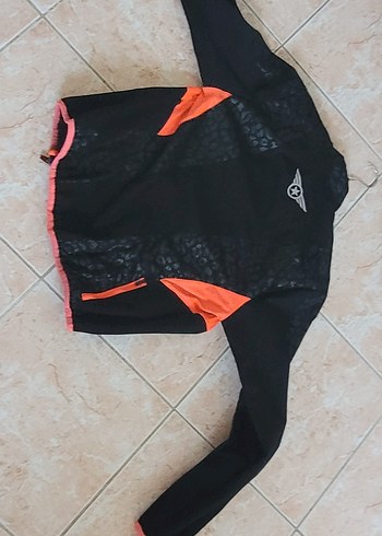 Kadın Siyah Baskılı Spor Biker Ceket - Görsel 2