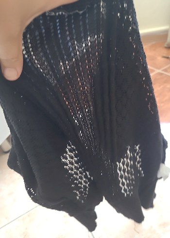 Siyah Örgü Kısa Kollu Kadın Hırka - Görsel 4