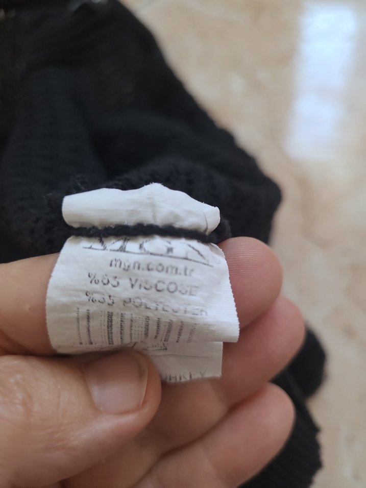 Siyah Örgü Kısa Kollu Kadın Hırka - Görsel 2