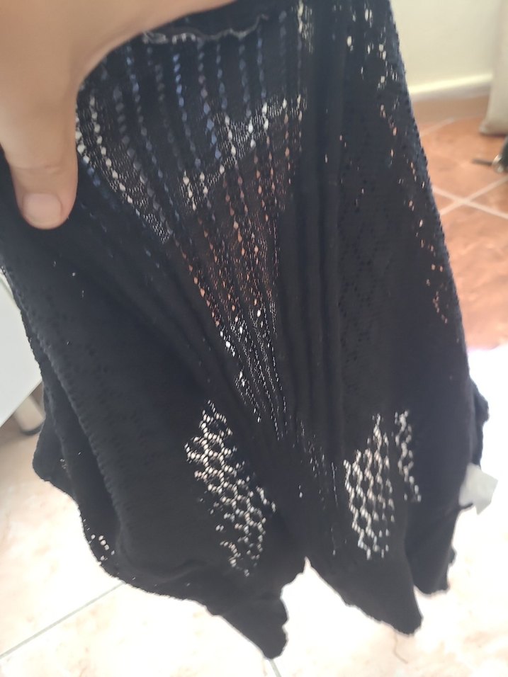 Siyah Örgü Kısa Kollu Kadın Hırka - Görsel 4