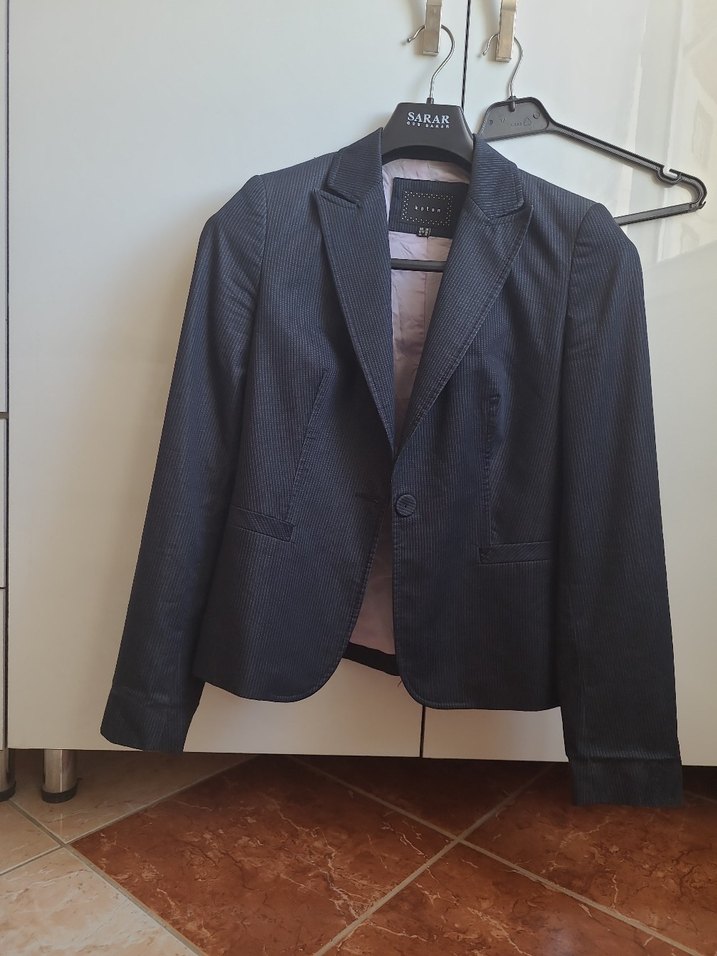 lacivert Kadın Denim Blazer Ceket - Görsel 5