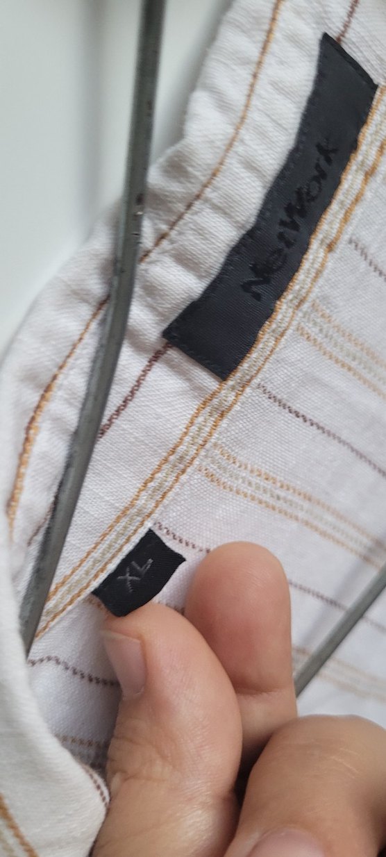 Bej Çizgili Keten Gömlek - Görsel 3