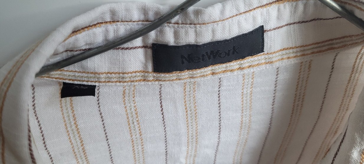 Bej Çizgili Keten Gömlek - Görsel 2