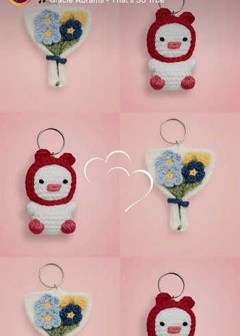 Beyaz Yüzlü Peluş Kupa anahtarlıklar - Görsel 2