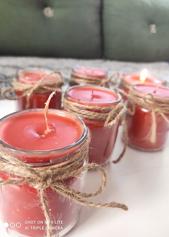 Renkli Mumlar Hasır Süslemeli - Görsel 4