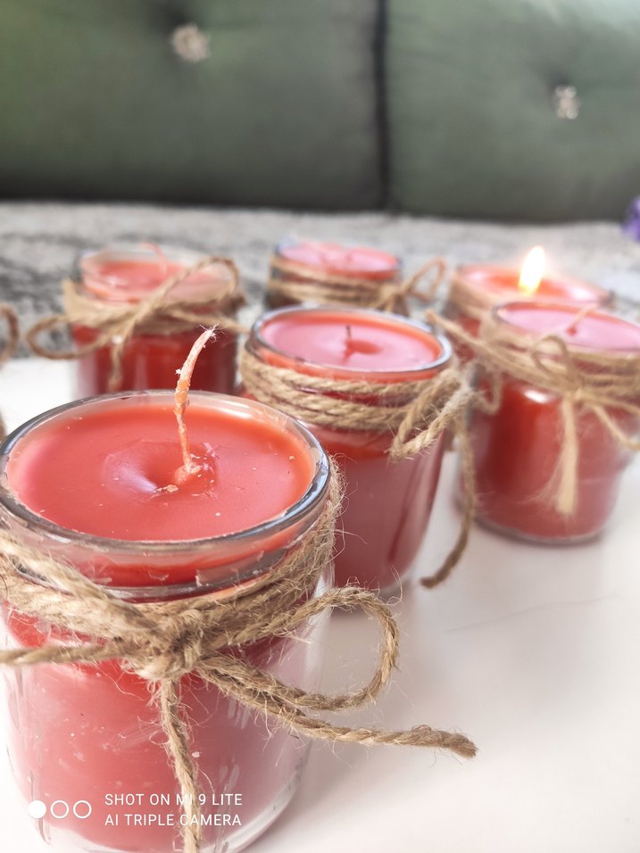 Renkli Mumlar Hasır Süslemeli - Görsel 4