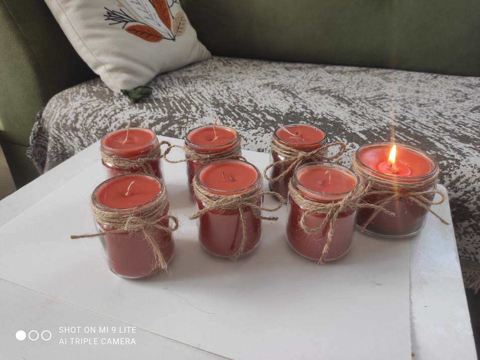Renkli Mumlar Hasır Süslemeli - Görsel 3