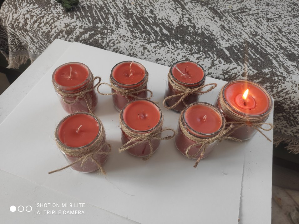 Renkli Mumlar Hasır Süslemeli - Görsel 2