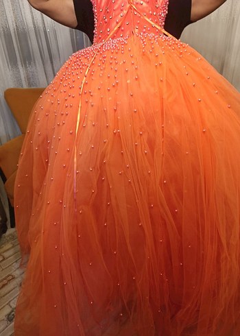 Boncuk İşlemeli Straplez Midi Abiye - Görsel 4