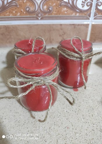 kırmızı ve turuncu renkte mum - Görsel 8