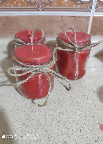 kırmızı ve turuncu renkte mum - Görsel 10