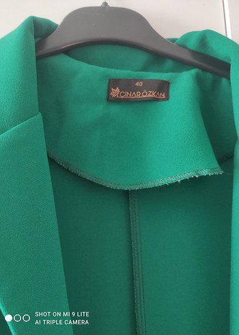 Yeşil Uzun Kruvaze Kemerli Kadın Kaban - Görsel 3