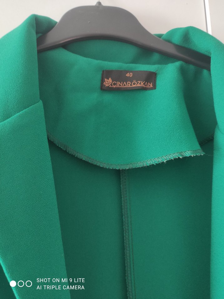 Yeşil Uzun Kruvaze Kemerli Kadın Kaban - Görsel 3