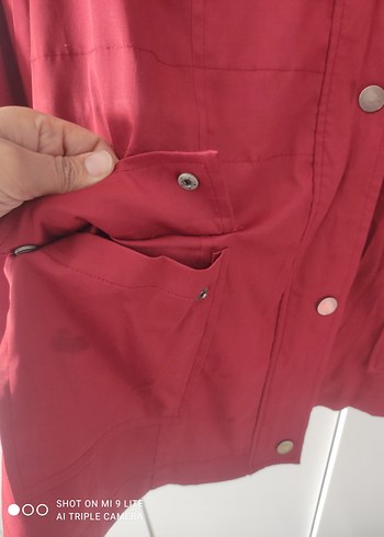 Bordo Düğmeli Midi Kadın Ceket - Görsel 2