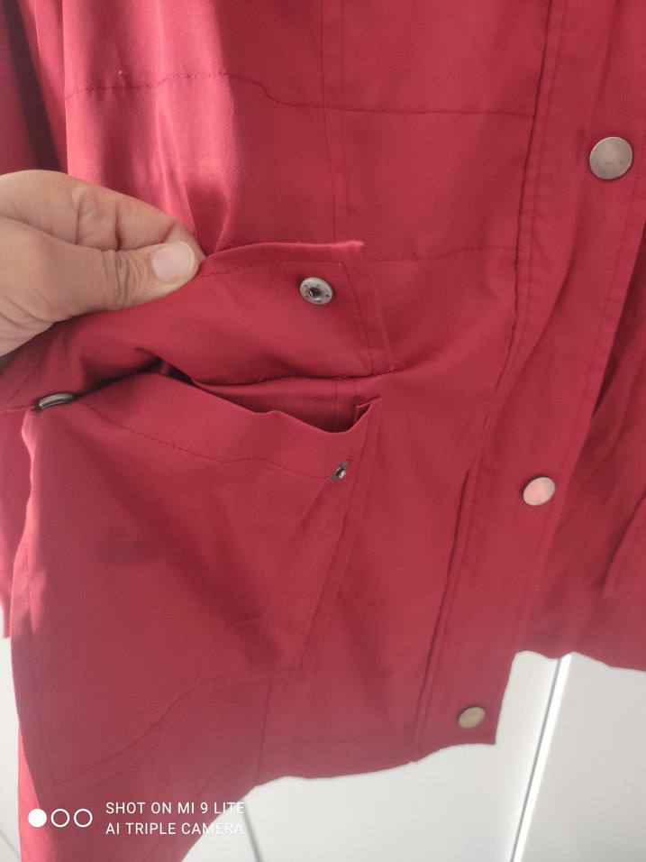 Bordo Düğmeli Midi Kadın Ceket - Görsel 2