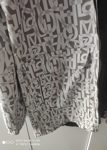 Gri Baskılı Kapüşonlu erkek Ceket - Görsel 2