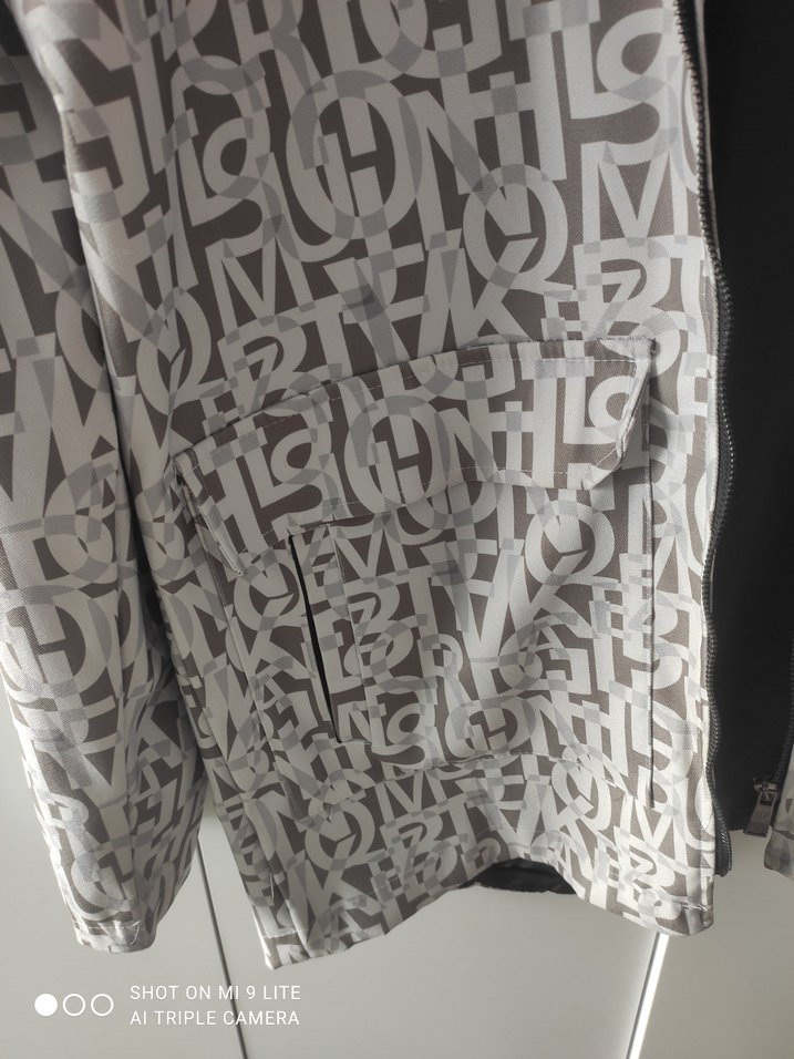 Gri Baskılı Kapüşonlu erkek Ceket - Görsel 2