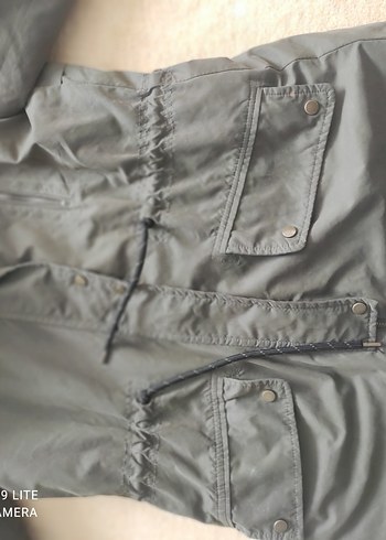 haki Suni Kürklü Kadın Midi Mont - Görsel 5