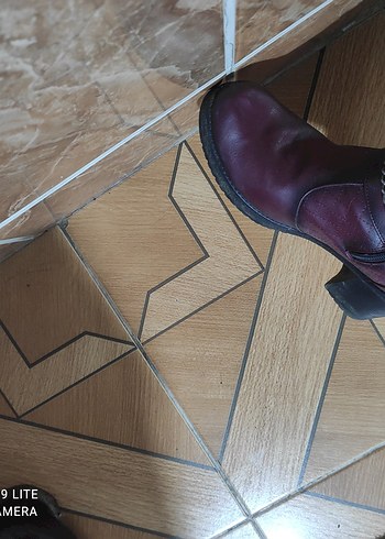 Bordo Deri Zincir Detaylı Biker Bot - Görsel 4