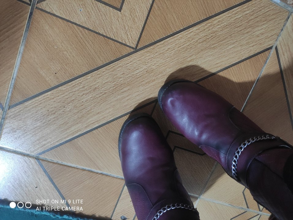 Bordo Deri Zincir Detaylı Biker Bot - Görsel 5