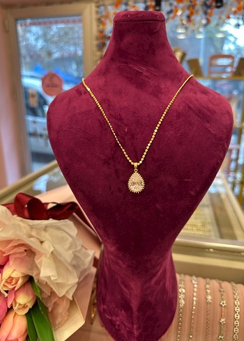 Mini Altın Zincir Detaylı baget kolye - Görsel 2