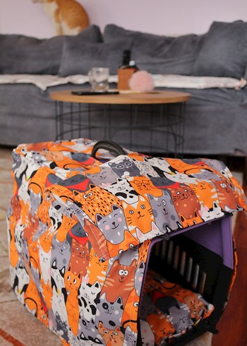 Renkli Desenli Kedi Taşıma Çantası Kılıfı - Görsel 5