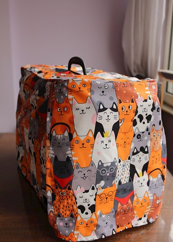 Renkli Desenli Kedi Taşıma Çantası Kılıfı - Görsel 4