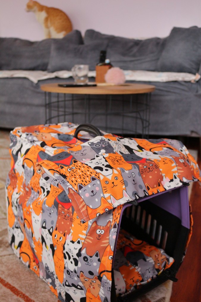 Renkli Desenli Kedi Taşıma Çantası Kılıfı - Görsel 5