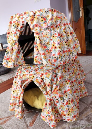 Çiçek Desenli Çok Renkli Sepet Örtüsü - Görsel 3