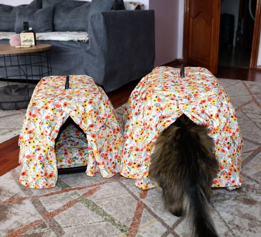 Çiçek Desenli Çok Renkli Sepet Örtüsü - Görsel 2