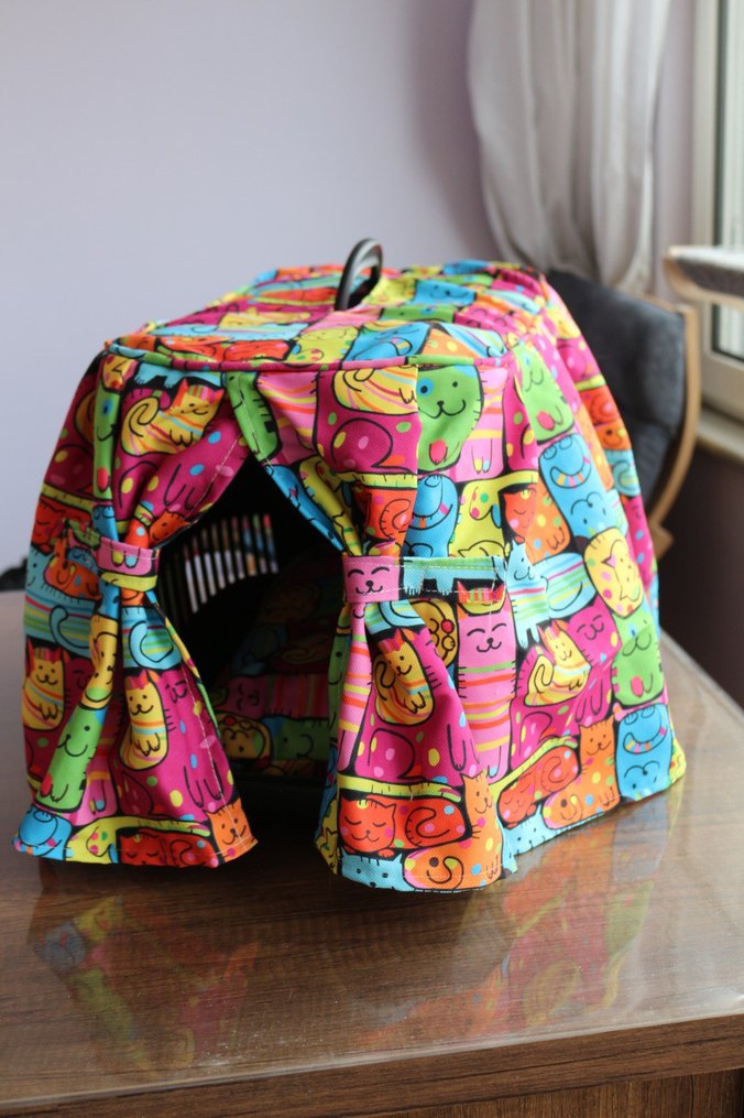 Renkli Desenli Kedi Taşıma Çantası - Görsel 3